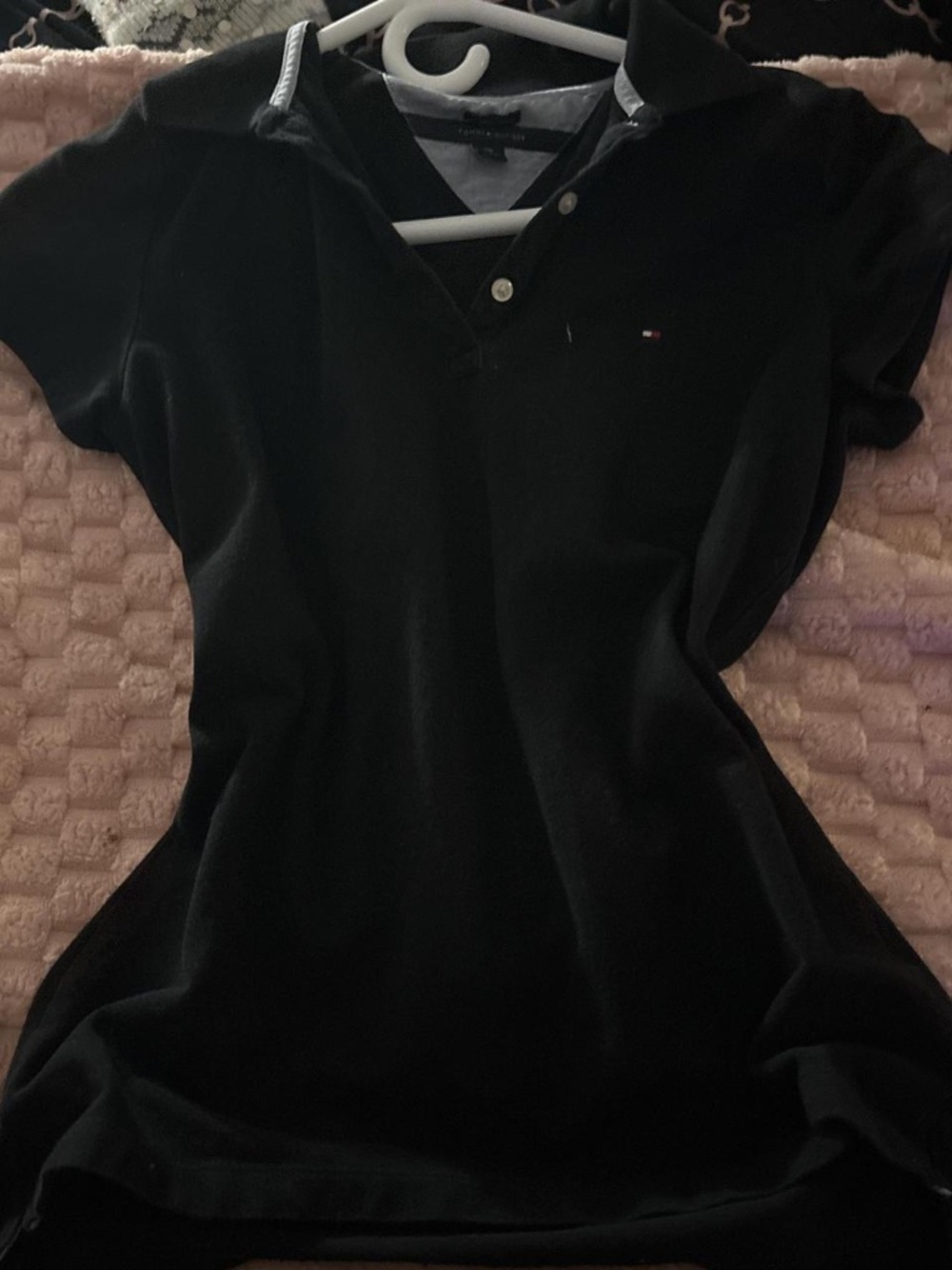 Tommy Hilfiger Women's Black Polo-shirt Small